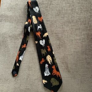Black Vintage dog print tie. Super cute